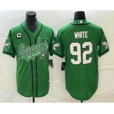 Men's Nike Philadelphia Eagles #92 Reggie White Green C Cool Base Stitched Baseball Jersey