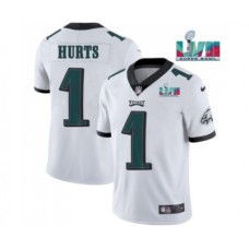 Men's Philadelphia Eagles #1 Jalen Hurts White Super Bowl LVII Patch Vapor Untouchable Limited Stitched Jersey