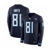 Men's Nike Tennessee Titans #81 Jonnu Smith Limited Navy Blue Therma Long Sleeve NFL Jersey