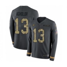 Men's Nike Philadelphia Eagles #13 Nelson Agholor Limited Black Salute to Service Therma Long Sleeve NFL Jersey