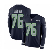 Men's Nike Seattle Seahawks #76 Duane Brown Limited Navy Blue Therma Long Sleeve NFL Jersey