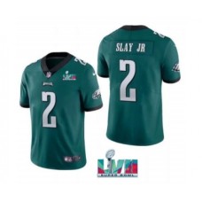 Men's Philadelphia Eagles #2 Darius Slay JR Green Super Bowl LVII Patch Vapor Untouchable Limited Stitched Jersey