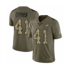 Men's Philadelphia Eagles #41 Johnathan Cyprien Limited Olive Camo 2017 Salute to Service Football Stitched Jersey