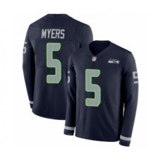 Men's Seattle Seahawks #5 Jason Myers Limited Navy Blue Therma Long Sleeve Football Jersey