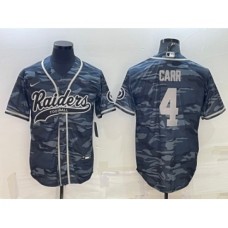 Men's Las Vegas Raiders #4 Derek Carr Grey Camo With Patch Cool Base Stitched Baseball Jersey