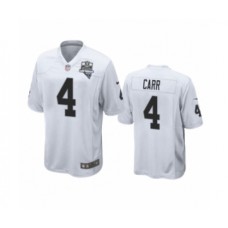 Men's Oakland Raiders #4 Derek Carr White 2020 Inaugural Season Game Stitched Jersey