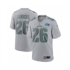 Men's Philadelphia Eagles #26 Miles Sanders Gray Super Bowl LVII Patch Atmosphere Fashion Stitched Game Jersey