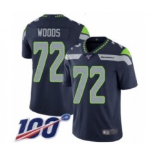 Men's Seattle Seahawks #72 Al Woods Navy Blue Team Color Vapor Untouchable Limited Player 100th Season Football Jersey