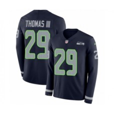 Men's Nike Seattle Seahawks #29 Earl Thomas III Limited Navy Blue Therma Long Sleeve NFL Jersey