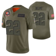 Browns Grant Delpit 2019 Salute to Service #22 Olive Limited Jersey