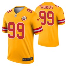 Men Khalen Saunders Kansas City Chiefs Jersey Gold Inverted Legend Edition