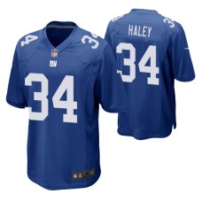 Men New York Giants #34 Grant Haley Royal Nike Game Jersey