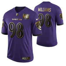 Ravens #98 Brandon Williams 25th Anniversary Purple Speed Machine Golden Limited Jersey