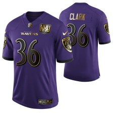 Ravens #36 Chuck Clark 25th Anniversary Purple Speed Machine Golden Limited Jersey