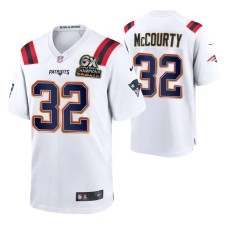 New England Patriots #32 Devin McCourty 6X Super Bowl Champions Patch Jersey White Game