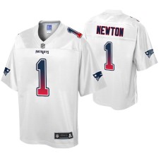 Cam Newton New England Patriots Fade Fashion White Authentic Jersey