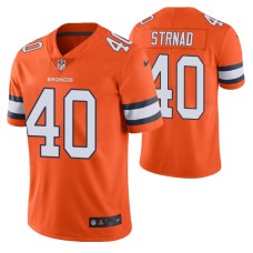 Men Denver Broncos Justin Strnad 2020 NFL Draft Orange Color Rush Limited Jersey