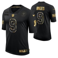 Men New Orleans Saints No. 9 Drew Brees Golden Limited Black Jersey