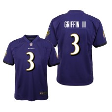 Youth Baltimore Ravens #3 Robert Griffin III Purple Nike Team Color Game Jersey