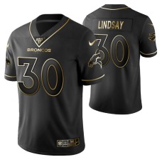 Denver Broncos Phillip Lindsay 100th Season Jersey Black Gold Logo Edition