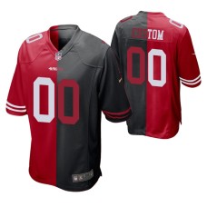 Men San Francisco 49ers Custom #00 Split Red Black Two Tone Game Jersey