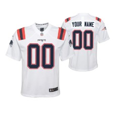 Youth New England Patriots Custom Game #00 White Jersey