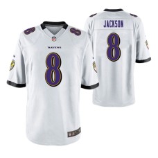 Men Baltimore Ravens #8 Lamar Jackson White Nike Game Jersey