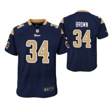 Youth Los Angeles Rams #34 Malcolm Brown Navy Nike Team Color Game Jersey