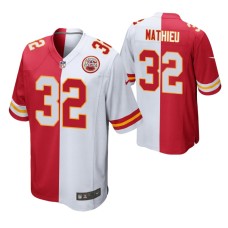 Men Kansas City Chiefs Tyrann Mathieu #32 Split Red White Two Tone Game Jersey