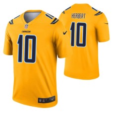 Men #10 Justin Herbert Los Angeles Chargers Gold Inverted Legend Jersey