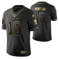 San Francisco 49ers Joe Montana 100th Season Jersey Black Gold Logo Edition