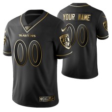 New York Giants Custom 100th Season Jersey Black Gold Logo Edition