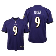 Youth Baltimore Ravens #9 Justin Tucker Purple Nike Team Color Game Jersey