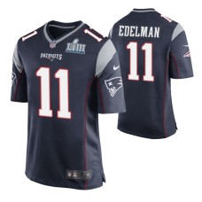 Men New England Patriots Julian Edelman Super Bowl LIII Nike Game Jersey Navy