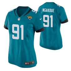 Women Jacksonville Jaguars #91 Yannick Ngakoue Teal Nike Game Jersey