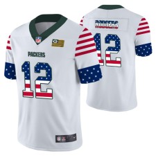 Green Bay Packers Aaron Rodgers White Independence Day Vapor Limited Jersey