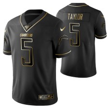 Los Angeles Chargers Tyrod Taylor 100th Season Jersey Black Gold Logo Edition