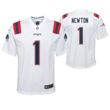 Youth New England Patriots Cam Newton Game #1 White Jersey