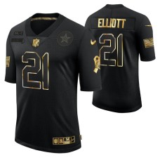 Men Dallas Cowboys No. 21 Ezekiel Elliott Golden Limited Black Jersey