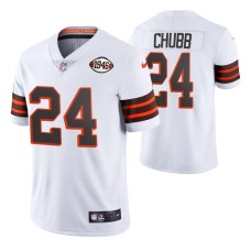 Nick Chubb #24 Vapor Limited White 75th Anniversary Throwback Cleveland Browns Jersey