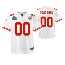 Custom Kansas City Chiefs Super Bowl LIV Youth White Game Jersey