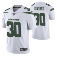 New York Jets Derrick Kindred White 100th Season Vapor Limited Jersey