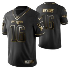 New England Patriots Jakobi Meyers 100th Season Jersey Black Gold Logo Edition