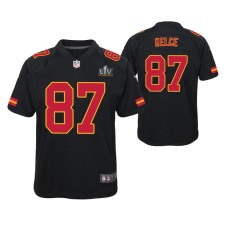 Youth Kansas City Chiefs Travis Kelce Super Bowl LV #87 Black Jersey Game Fashion