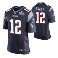 Men New England Patriots Tom Brady Super Bowl LIII Nike Game Jersey Navy