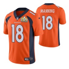 Men Denver Broncos Peyton Manning Super Bowl 50 Patch Orange Vapor Limited Retired Player Jersey