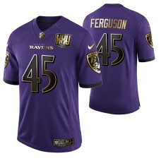 Ravens #45 Jaylon Ferguson 25th Anniversary Purple Speed Machine Golden Limited Jersey