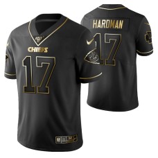 Kansas City Chiefs Mecole Hardman 100th Season Jersey Black Gold Logo Edition