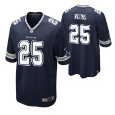 Men Dallas Cowboys #25 Xavier Woods Navy Nike Game Jersey