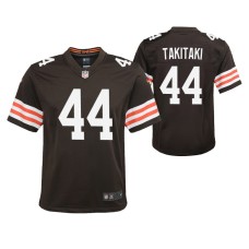 Youth Cleveland Browns Sione Takitaki Game #44 Brown Jersey